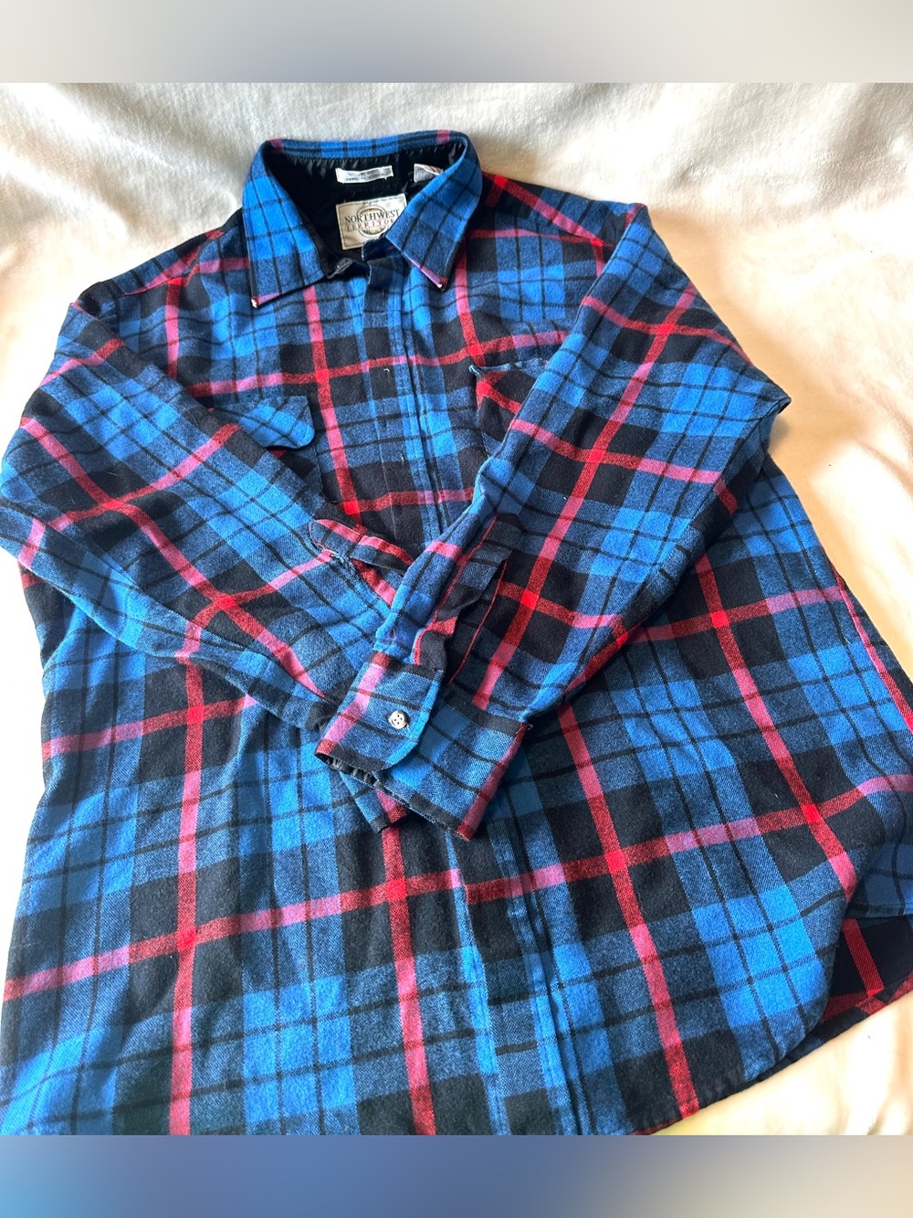 NORTHWEST TERRITORY - Vtg Blue Plaid Lumberjack Outdoors Shirt, Mens large